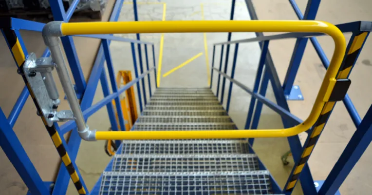 Safety Gate Ramps Safety Railing and Modular Guardrail made from Slip-on Railing Fittings ...